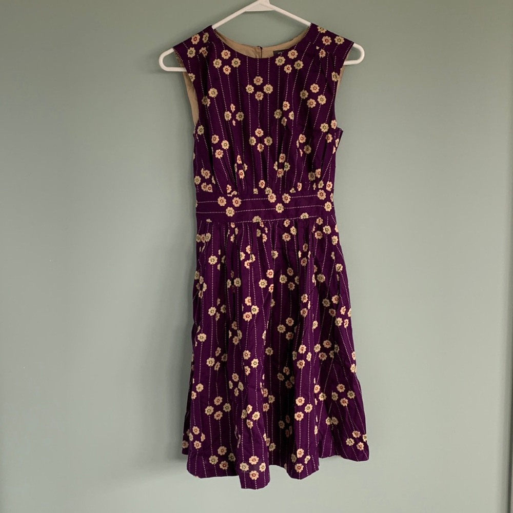 Too Much Fun Purple Petunuias Retro Fit and Flare Dress by Emily and Finn